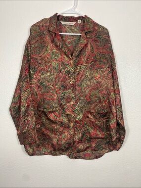 Victoria's Secret vintage 90s Paisley Button-Up Blouse in Red, Green & Gold